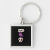 F-Caw-F Crow Skull Halloween Humor Graphic Design Sleutelhanger (Voorkant)