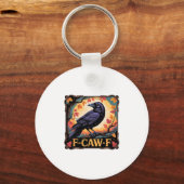 F-caw-f Crow Spooky Halloween Fall Leaves Thanksgi Sleutelhanger (Voorkant)