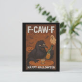 F-CAW-F Drink Raven Halloween Briefkaart (Staand voorkant)