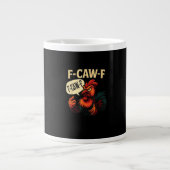 F Caw F Funny Angry Rooster Graphic Retro Style Grote Koffiekop (Voorkant)