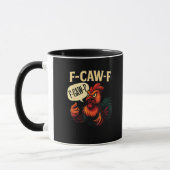 F Caw F Funny Angry Rooster Graphic Retro Style Mok (Links)