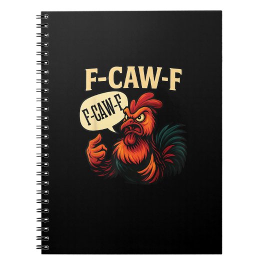 F Caw F Funny Angry Rooster Graphic Retro Style Notitieboek (Voorkant)