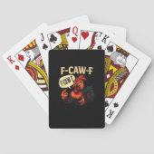 F Caw F Funny Angry Rooster Graphic Retro Style Pokerkaarten (Achterkant)