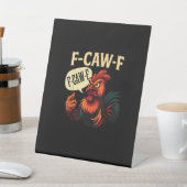 F Caw F Funny Angry Rooster Graphic Retro Style Reclamebord Met Voetstuk (Insitu)