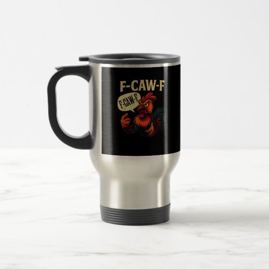 F Caw F Funny Angry Rooster Graphic Retro Style Reisbeker (Links)