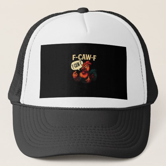 F Caw F Funny Angry Rooster Graphic Retro Style Trucker Pet (Voorkant)