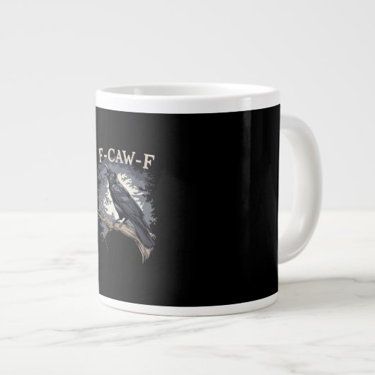F Caw F Funny Bird Crow Creative Casual Design Grote Koffiekop (Voorkant rechts)