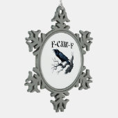 F-Caw-F Funny Bird Crow Tin Sneeuwvlok Ornament (Links)