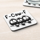 F-Caw-F Funny Bird Quote Gifts Bier Onderzetter (Linkerzijde)