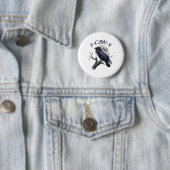 F-caw-f Funny Black Bird Black Crow Ronde Button 5,7 Cm (In situ)
