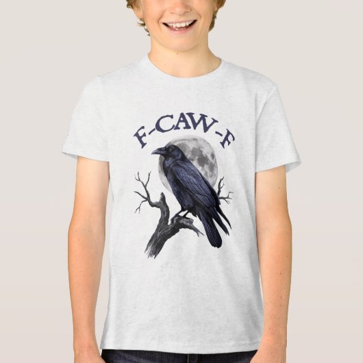 F-caw-f Funny Black Bird Black Crow Tri-Blend Shirt (Voorkant)