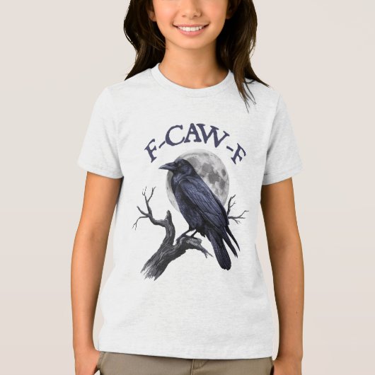 F-caw-f Funny Black Bird Black Crow Tri-Blend Shirt (Voorkant)