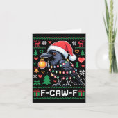 F-caw-f Funny Black Bird Humor Christmas Ugly Swea Kaart (Voorkant)