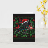 F-caw-f Funny Black Bird Humor Christmas Ugly Swea Kaart (Gele Bloem)