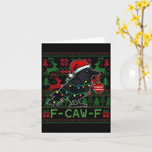F-caw-f Funny Black Bird Humor Christmas Ugly Swea Kaart (Gele Bloem)