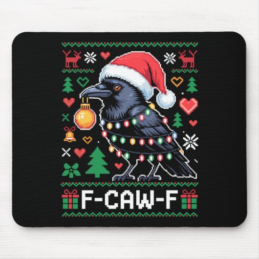 F-caw-f Funny Black Bird Humor Christmas Ugly Swea Muismat (Voorkant)