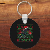 F-caw-f Funny Black Bird Humor Christmas Ugly Swea Sleutelhanger (Voorkant)