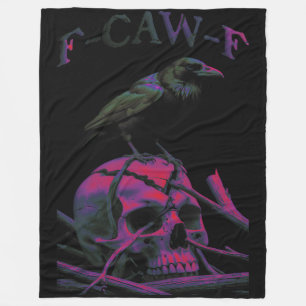 F-CAW-F Funny Black Crow Bird Fleece Deken