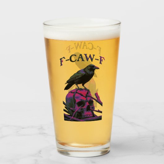 F-CAW-F Funny Black Crow Bird Glas (Voorkant gevuld)