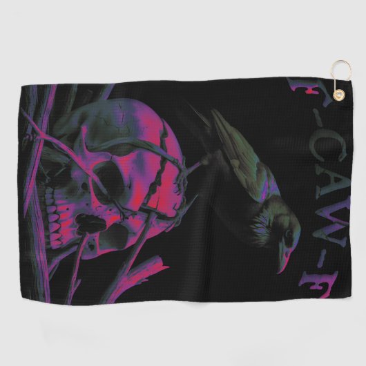 F-CAW-F Funny Black Crow Bird Golfhanddoek (Horizontaal)