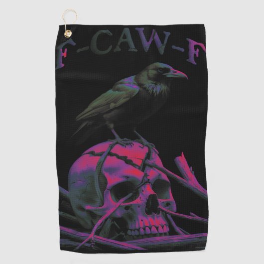 F-CAW-F Funny Black Crow Bird Golfhanddoek (Voorkant)