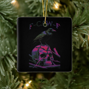 F-CAW-F Funny Black Crow Bird Keramisch Ornament