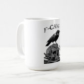F-CAW-F Funny Black Crow Bird Koffiemok (Voorkant links)