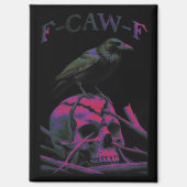 F-CAW-F Funny Black Crow Bird Magneet (Voorkant)