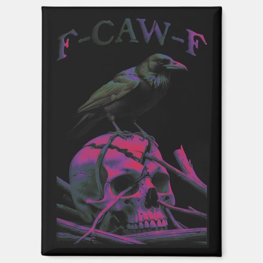 F-CAW-F Funny Black Crow Bird Magneet (Voorkant)