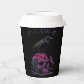 F-CAW-F Funny Black Crow Bird Papieren Bekers (Achterkant)