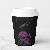 F-CAW-F Funny Black Crow Bird Papieren Bekers (Voorkant)
