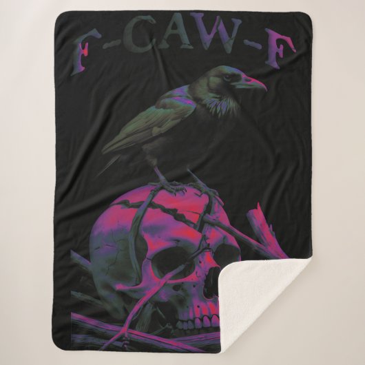 F-CAW-F Funny Black Crow Bird Sherpa Deken (Voorkant)