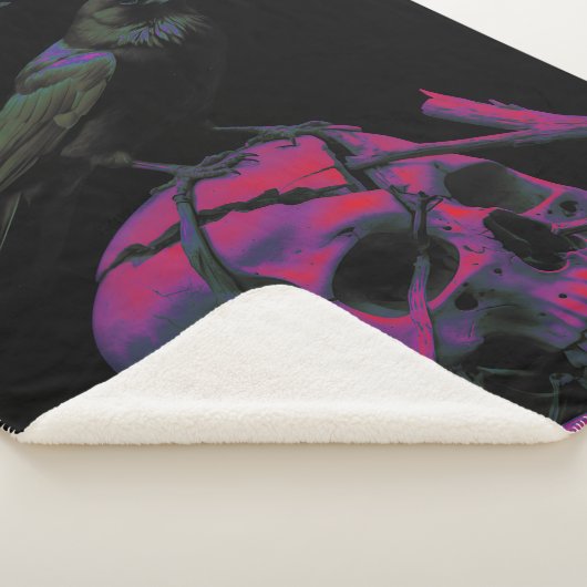 F-CAW-F Funny Black Crow Bird Sherpa Deken (3/4)