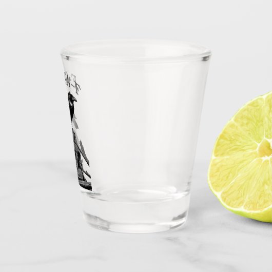 F-CAW-F Funny Black Crow Bird Shot Glas (Rechts)