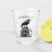 F-CAW-F Funny Black Crow Bird Shot Glas (Voorkant)