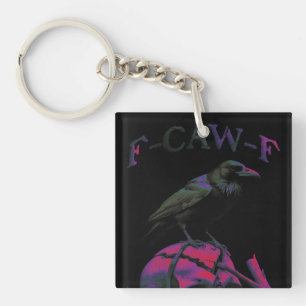 F-CAW-F Funny Black Crow Bird Sleutelhanger