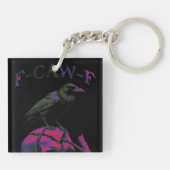 F-CAW-F Funny Black Crow Bird Sleutelhanger (Achterkant)