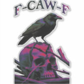 F-CAW-F Funny Black Crow Bird Sticker (Voorkant)