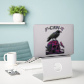 F-CAW-F Funny Black Crow Bird Sticker (Laptop op bureau)