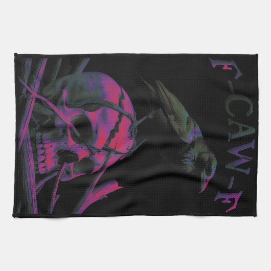 F-CAW-F Funny Black Crow Bird Theedoek (Horizontaal)