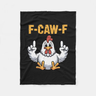 F-CAW-F Funny Chicken Cartoon Humor Vibe Voor Mann Fleece Deken