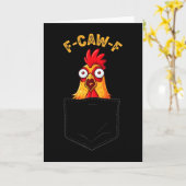 F-caw-f Funny Chicken Cket Humor Quote Rooster Mem Kaart (Gele Bloem)
