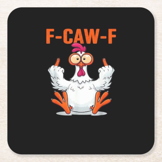 F-Caw-F Funny Chicken Classic Minimal Clean Kartonnen Onderzetters (Voorkant)