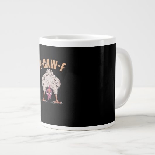 F Caw F Funny Chicken Classic Retro Cool Style Grote Koffiekop (Voorkant rechts)