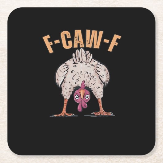 F Caw F Funny Chicken Classic Retro Cool Style Kartonnen Onderzetters (Voorkant)