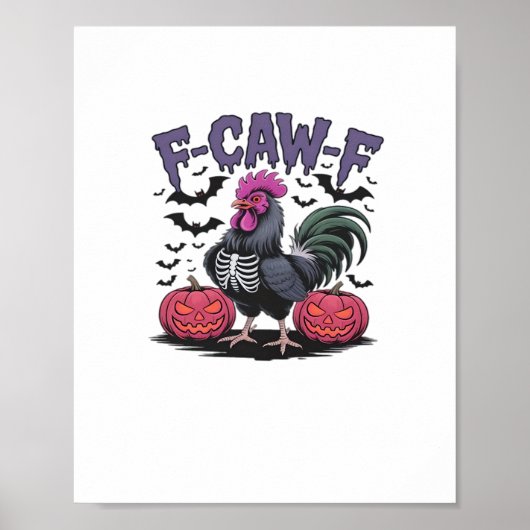 F-Caw-F Funny Chicken Classic Retro Graphic Poster (Voorkant)