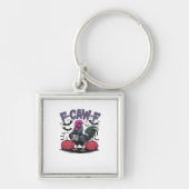 F-Caw-F Funny Chicken Classic Retro Graphic Sleutelhanger (Voorkant)