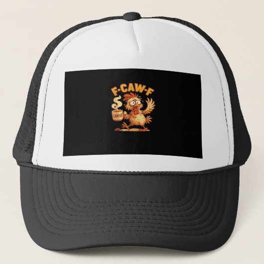 F-Caw-F Funny Chicken Classic Retro Graphic Trucker Pet (Voorkant)