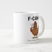 F-Caw-F Funny Chicken Coffee Mug | Hilarious Roost Grote Koffiekop (Voorkant rechts)