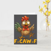 F-caw-f Funny Chicken Humor Quote Rooster Meme Fun Kaart (Gele Bloem)